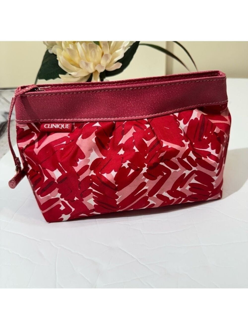 Clinique Pink and Red Cosmetic Bag